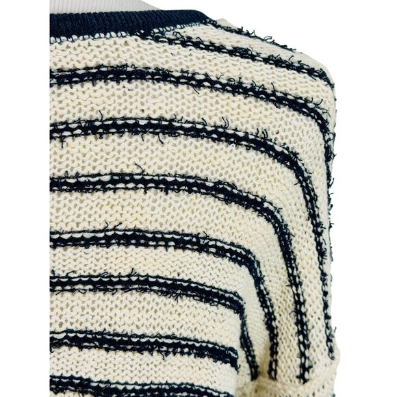 NWT Free People Navy White Striped Soft Knit Lace Up Sweater | Coastal Boho Prep - Picture 8 of 16